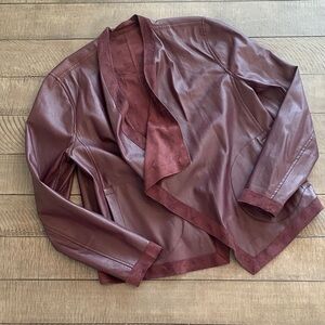 Women's Burgundy faux Leather Jacket